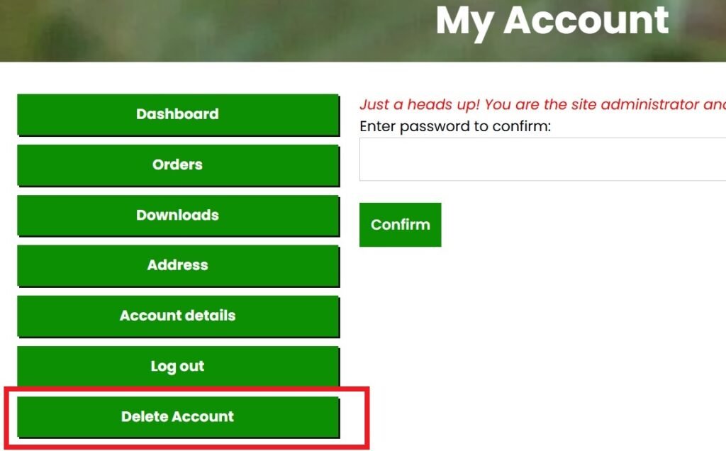Account Deletion at biglark 